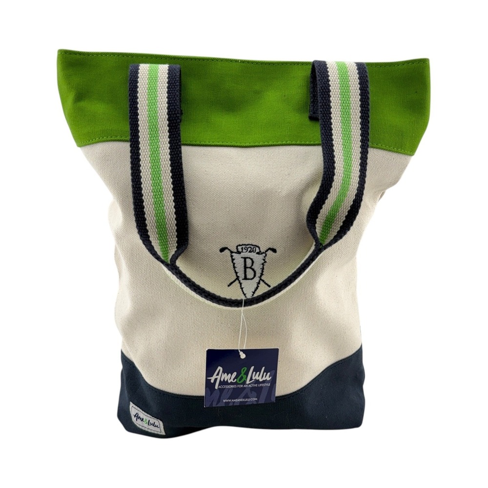 Ame & Lulu Wine Tote Cabana 88 WT107 Canvas NWT Butterfield Country Club Logo